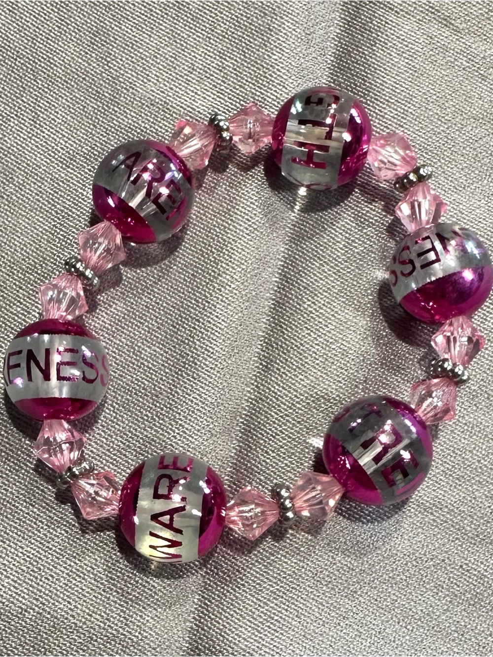Pink Inspirational Beaded Stretch Bracelet